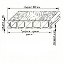 Террасная доска ДПК GardenParkett Табула, Светло-коричневый
